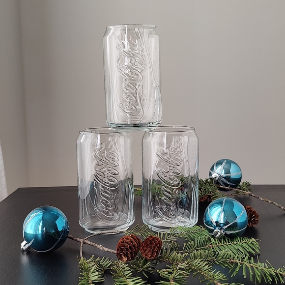 3 Coca Cola clear glasses in the shape of a can - Picture 5 of 11